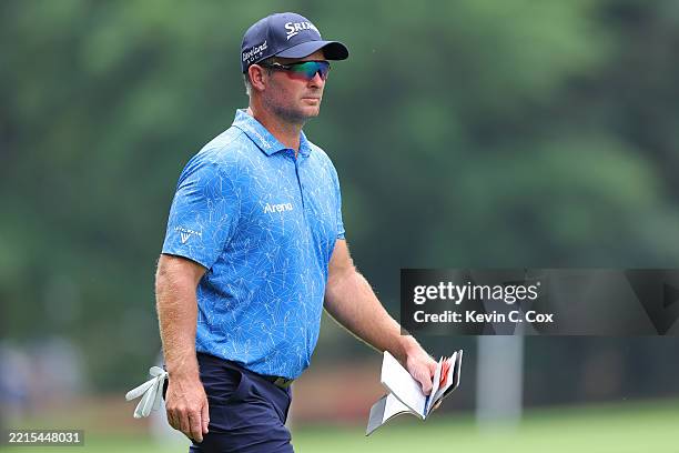 Ryan Fox of New Zealand looks on while playing the second hole during the second round of the PGA Championship at Quail Hollow Country Club on May...