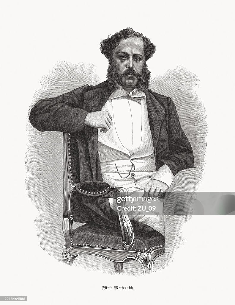 Richard Klemens von Metternich (1829-1895), diplomate autrichien, gravure sur bois, publié en 1892