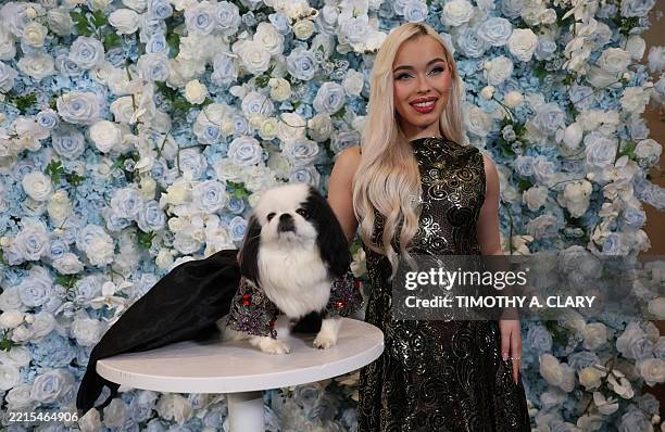 Model Samantha Nieves with Saya as Dua Lipa poses during the "The Pet Gala" at GH on the Park in New York City on May 19, 2025. The Pet Gala by...