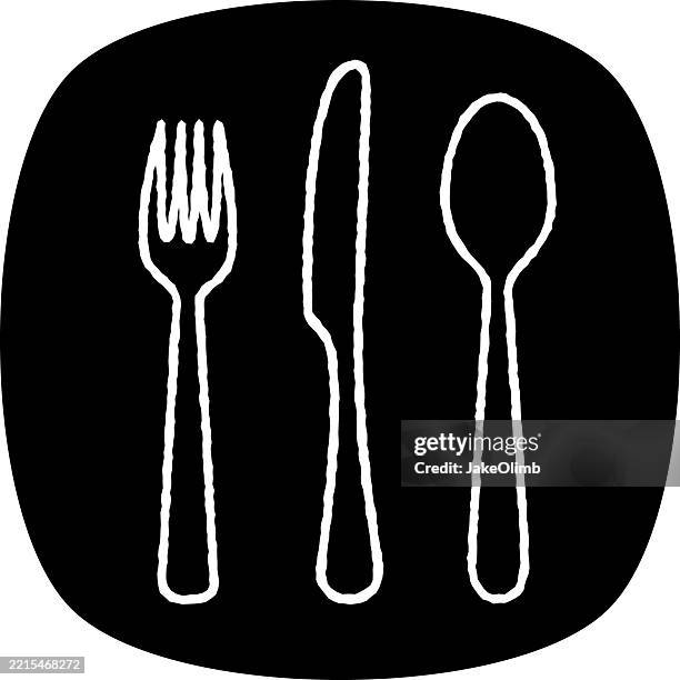 silverware doodle 3 - plastic fork stock illustrations