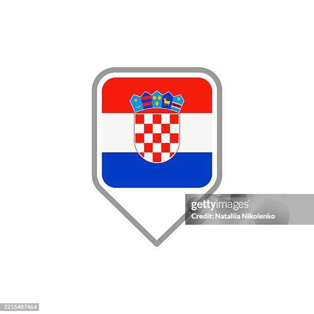 croatia - flag pin square icon. - kroatische flagge stock-grafiken, -clipart, -cartoons und -symbole