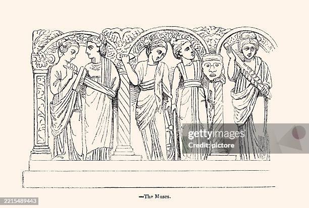 the muses xxxl - greek ethnicity stock illustrations