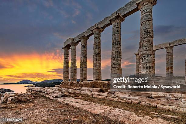 temple of poseidon, cape sounion, attica - ancient greece stock pictures, royalty-free photos & images