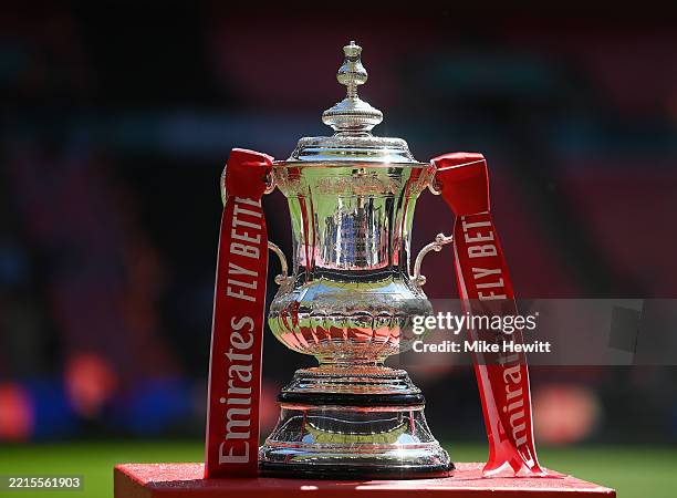 General view of the Emirates FA Cup trophy prior to the Emirates FA Cup Final match between Crystal Palace and Manchester City at Wembley Stadium on...