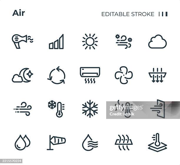illustrations, cliparts, dessins animés et icônes de ensemble d’icônes air. poids de trait modifiable. icônes parfaites au pixel près. - climat
