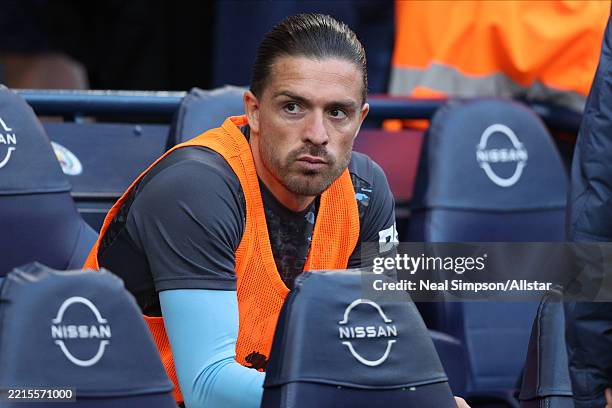 Jack Grealish of Manchester City on the bench before the Premier League match between Manchester City FC and AFC Bournemouth at Etihad Stadium on May...