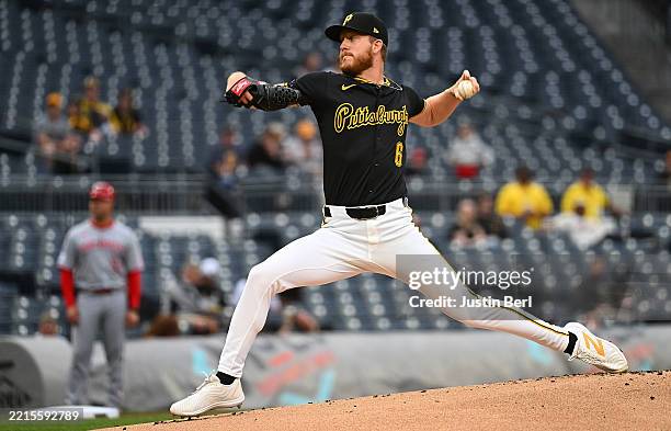 Bailey Falter of the Pittsburgh Pirates pitches in the first inning during the game against the Cincinnati Reds at PNC Park on May 20, 2025 in...