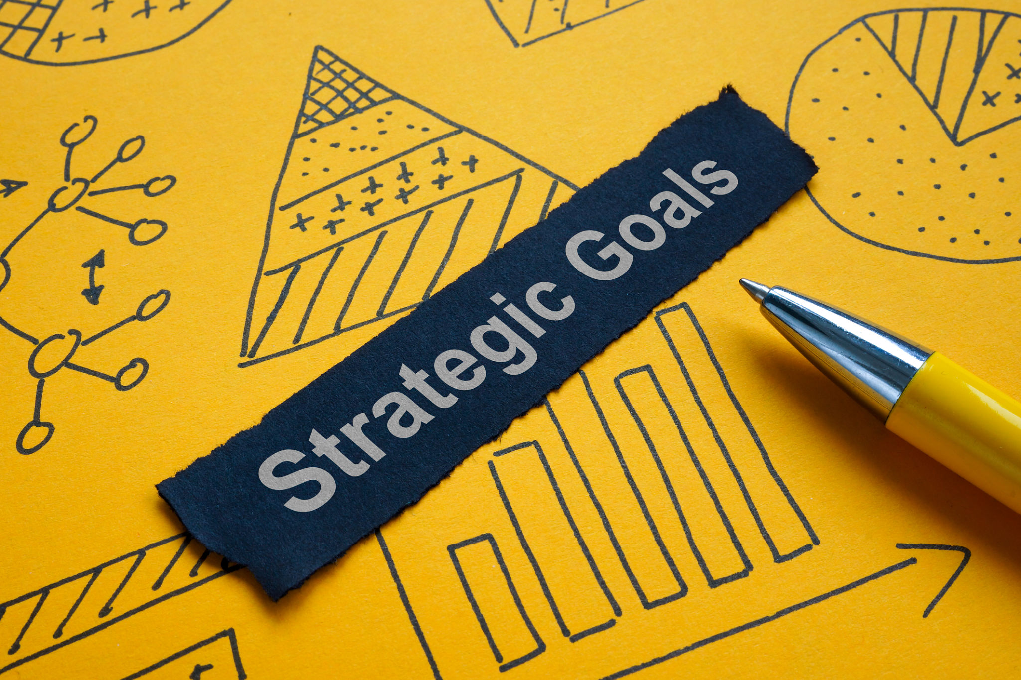 Strategic goals with charts and graphs. Business planning. Strategic goals with charts and graphs. Business planning.