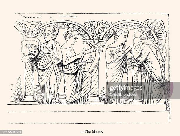 the muses xxxl - greek ethnicity stock illustrations