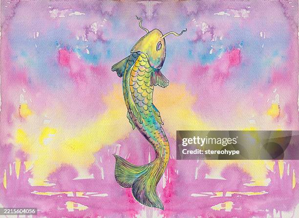 carp emergence - fibonacci stock illustrations