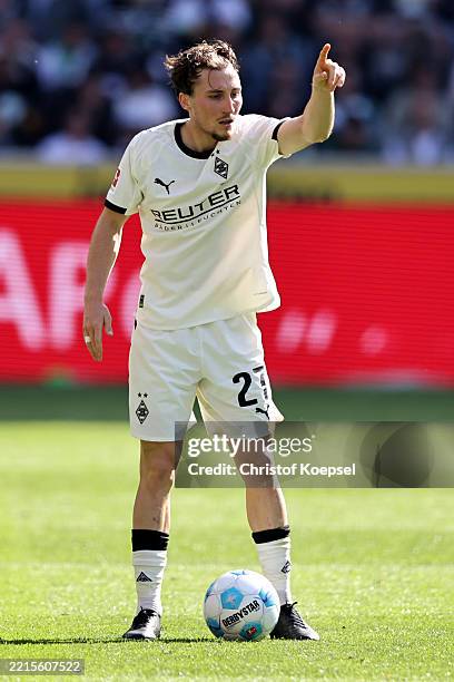 Rocco Reitz of Moenchengladbach reacts during the Bundesliga match between Borussia Mönchengladbach and VfL Wolfsburg at Borussia-Park on May 17,...