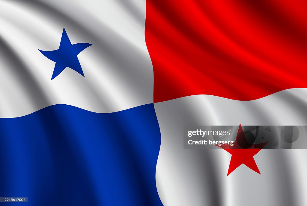 Flag of Panama. Vector Waving Flag Background. High detailed Realistic Illustration