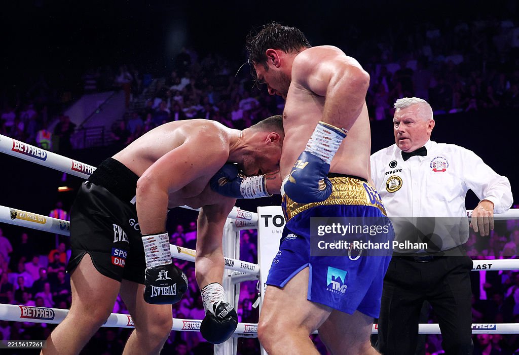 Johnny Fisher is knocked out by Dave Allen leading to the Referee
