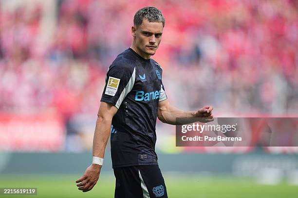 Florian Wirtz of Bayer 04 Leverkusen looks on during the Bundesliga match between 1. FSV Mainz 05 and Bayer 04 Leverkusen at MEWA Arena on May 17,...