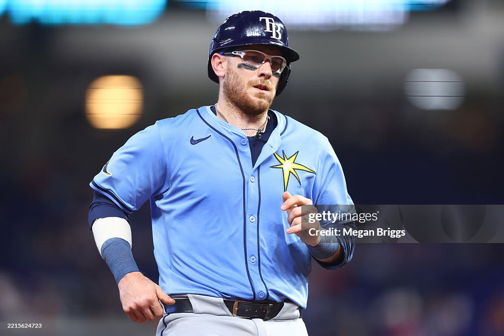 Miami Rays Danny Jansen of the Tampa Bay Rays runs to third base against the ...