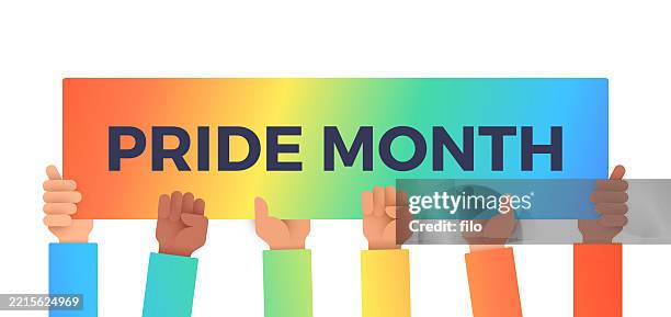 pride month sign - pride parade stock illustrations