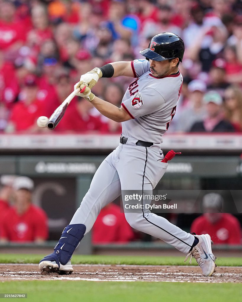 Anthony Stephan Reds Steven Kwan of the Cleveland Guardians grounds out in the third... News ...