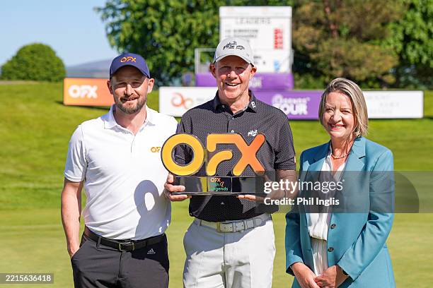 James Kingston of South Africa poses with OFX executives on day three of the OFX Irish Legends 2025 at Mount Juliet Estate on May 17, 2025 in...