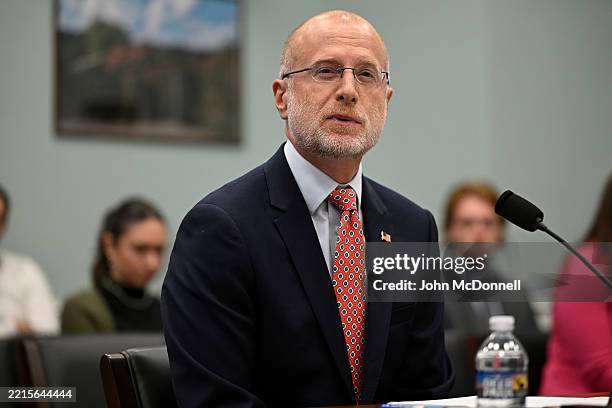 Chairman Brendan Carr testifies before the House Appropriations Subcommittee on Financial Services and General Government at the Rayburn House Office...