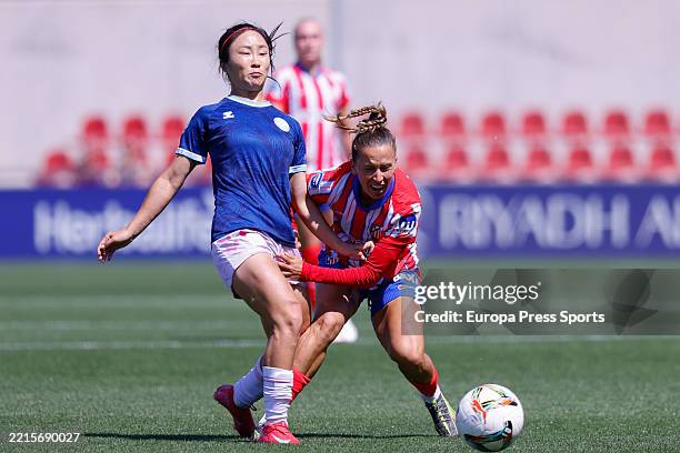 Lee Young-Ju of Levante Badalona and Tatiana Pinto of Atletico de Madrid in action during the Spanish Women League, Liga F, football match played...