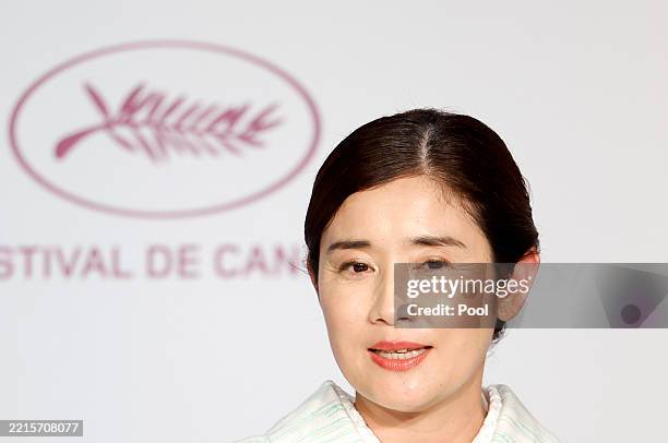Hikari Ishida speaks during the "Renoir" press conference at the 78th annual Cannes Film Festival at Palais des Festivals on May 18, 2025 in Cannes,...