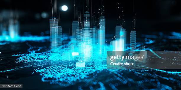glowing smart city - smart city stock pictures, royalty-free photos & images