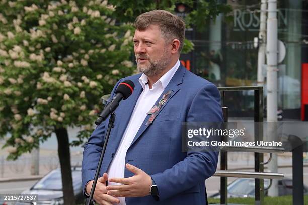 Oleksandr Kornienko, First Deputy Chairman of the Verkhovna Rada, attends the official ceremony on May 18, 2025 in Kyiv, Ukraine. On the 81st...