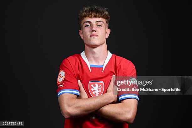 Jan Krivanek of Czechia poses for a portrait during the UEFA European Under-17 Championship 2024/25 Media Session on May 18, 2025 in Tirana, Albania.