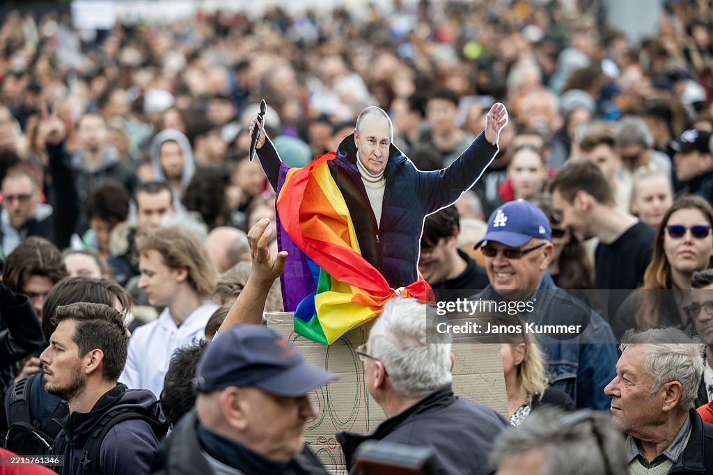 Protesters Demonstrate Against Public Transparency Bill In Hungary