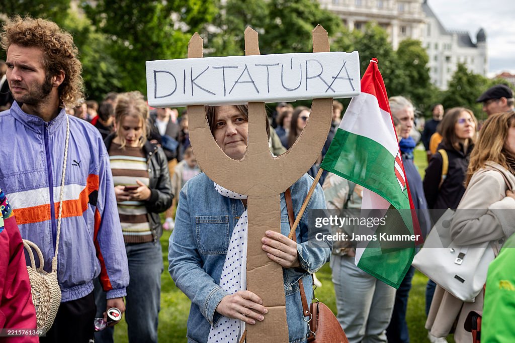 Protesters Demonstrate Against Public Transparency Bill In Hungary