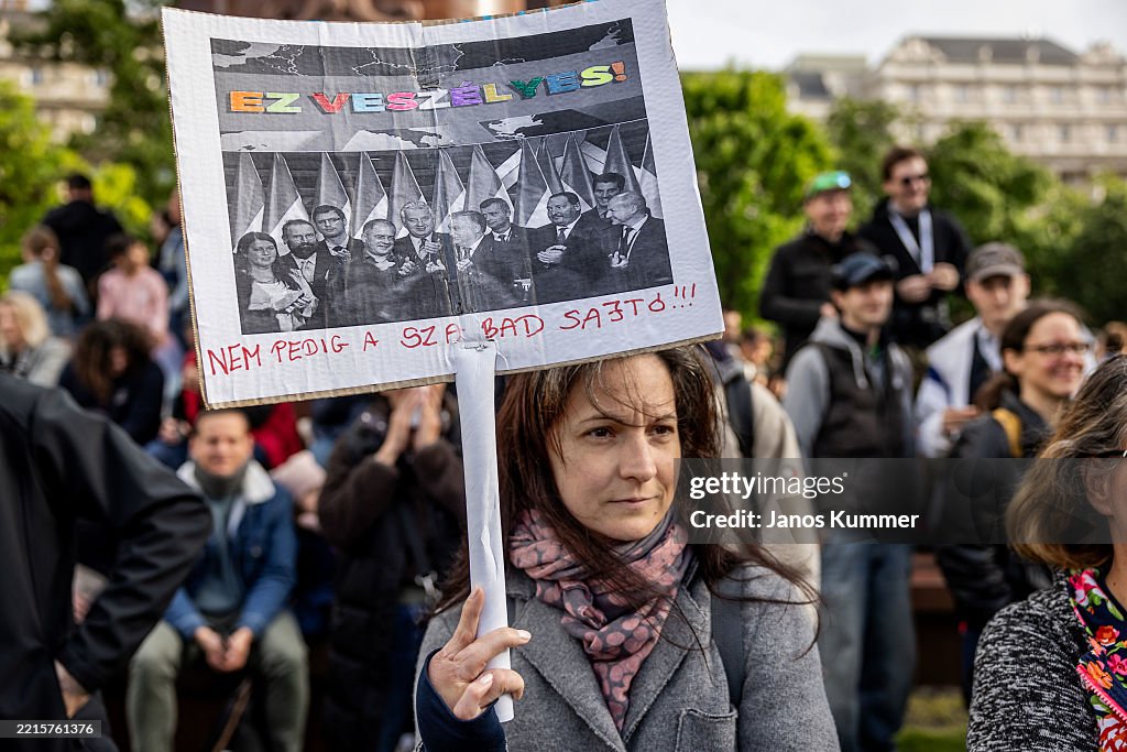 Protesters Demonstrate Against Public Transparency Bill In Hungary
