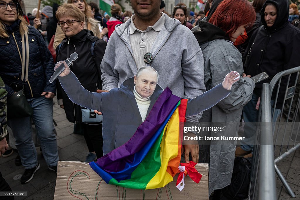 Protesters Demonstrate Against Public Transparency Bill In Hungary