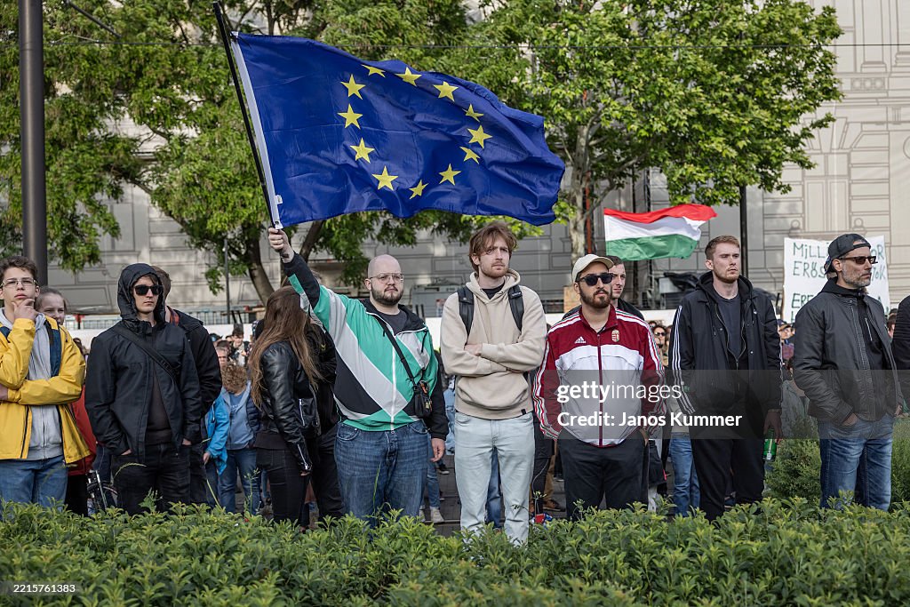 Protesters Demonstrate Against Public Transparency Bill In Hungary