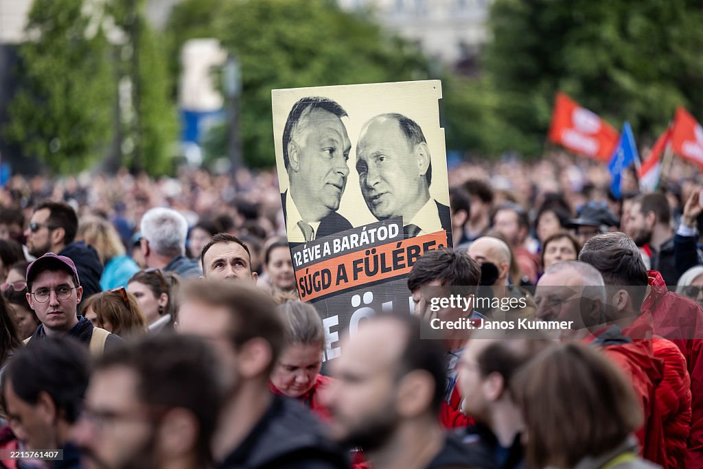 Protesters Demonstrate Against Public Transparency Bill In Hungary