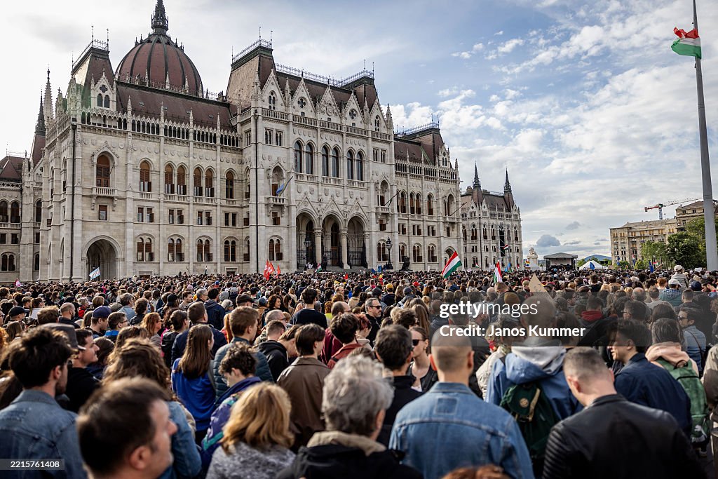 Protesters Demonstrate Against Public Transparency Bill In Hungary
