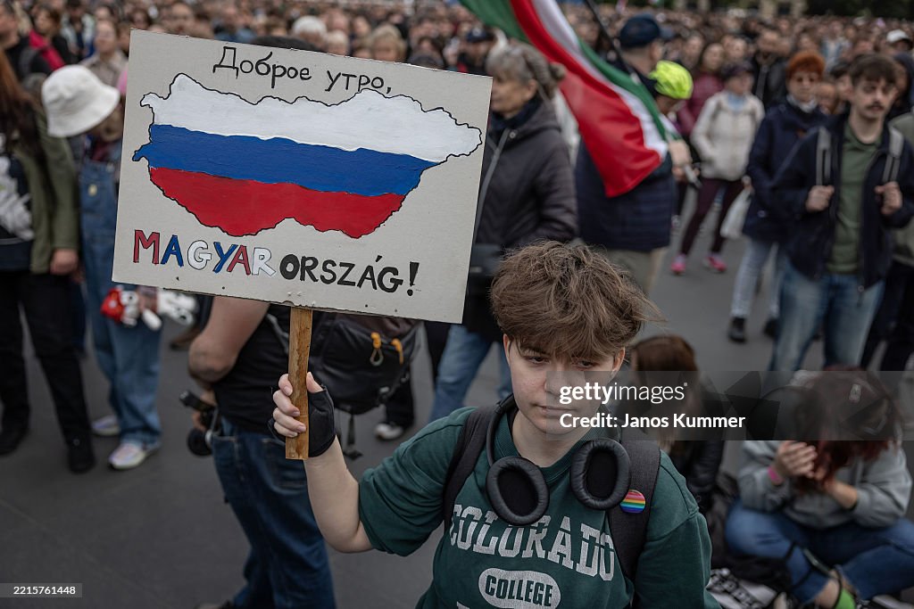 Protesters Demonstrate Against Public Transparency Bill In Hungary