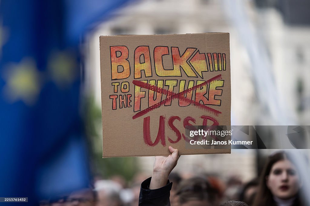 Protesters Demonstrate Against Public Transparency Bill In Hungary