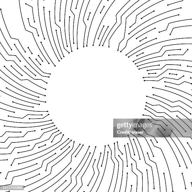 circular copy space framed by swirl circuit board wires pattern - circuit circle stock illustrations