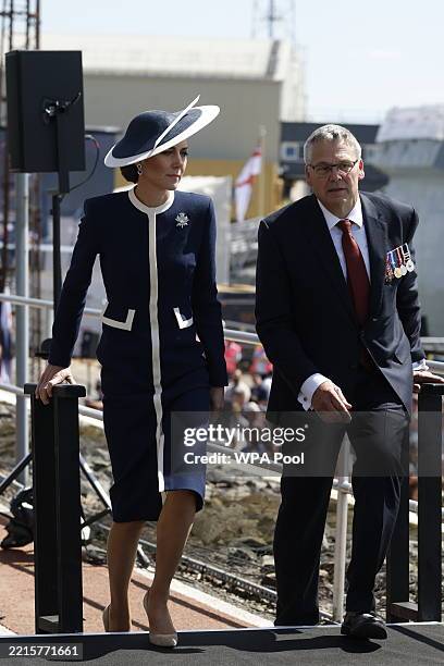 Catherine, Princess of Wales, known as the Duchess of Rothesay when in Scotland, attend the naming ceremony for HMS Glasgow, at the BAE Systems...