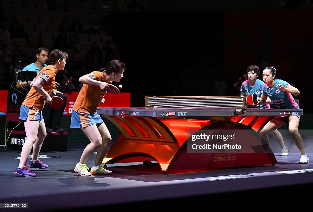 Hanna Ryu Shin Yubin and Ryu Hanna of South Korea compete against Satsuki Odo ...