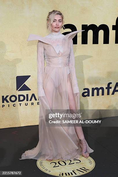 Singer and actress Paris Jackson arrives to attend the annual American Foundation for AIDS Research amfAR Gala Cannes 2025 at the Hotel du...