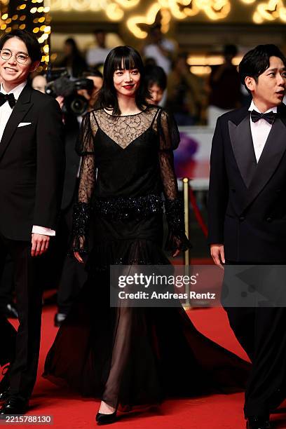 Nana Komatsu attends the "Exit 8" red carpet at the 78th annual Cannes Film Festival at Palais des Festivals on May 18, 2025 in Cannes, France.