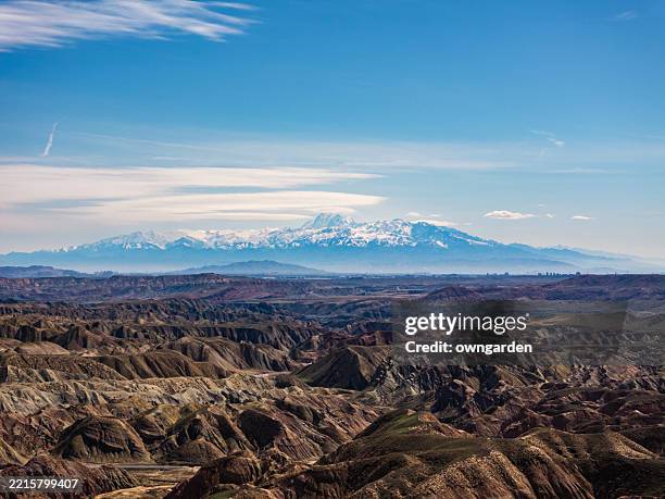 aerial shot of yadan landform scenic spot - mongolian gobi stock pictures, royalty-free photos & images