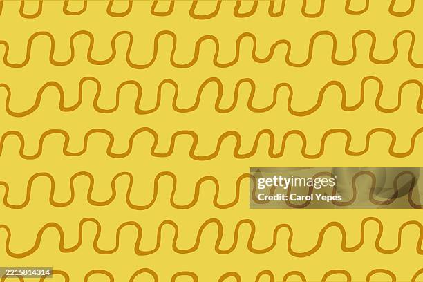yellow wavy doodles background - circle outline pattern stock pictures, royalty-free photos & images