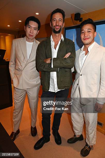 Producer Chayamporn Taeratanachai, Daniel Szilagyi and Kris Eiamsakulrat attend the "A Useful Ghost" Dinner Party during the 78th annual Cannes Film...