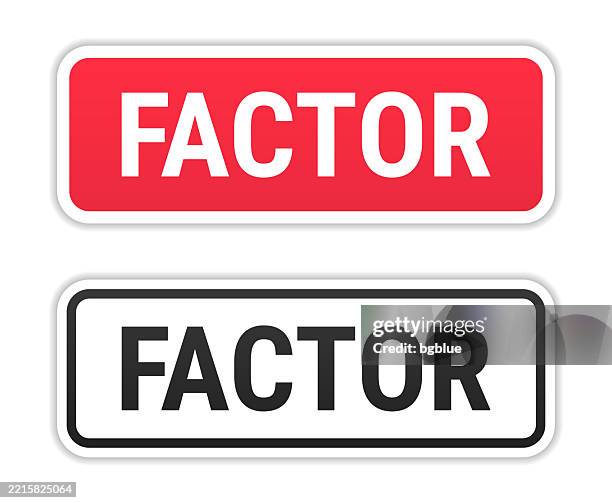 factor - red and black labels on white background - factory worker isolated stock illustrations