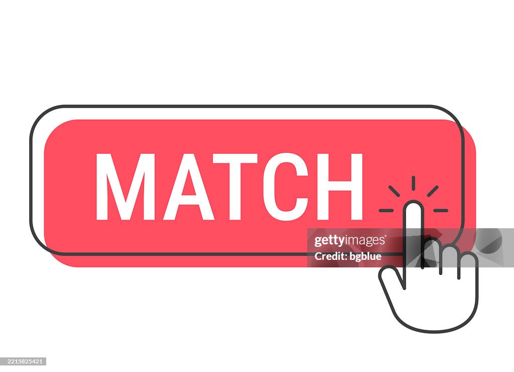 Match Click Button With Hand Cursor On White Background High-Res Vector ...