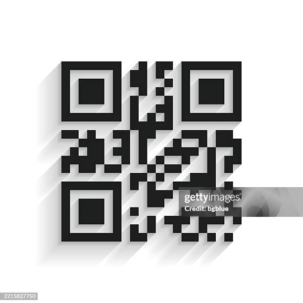 qr code. icon with long shadow on white background - binary code white background stock illustrations