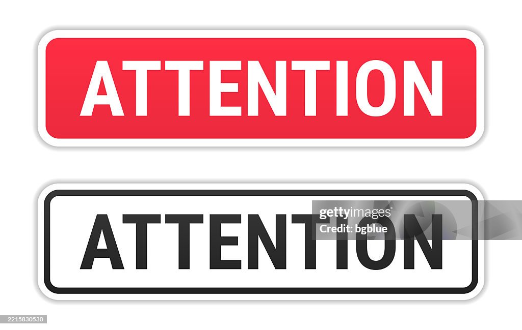 Attention - Red and Black labels on white background