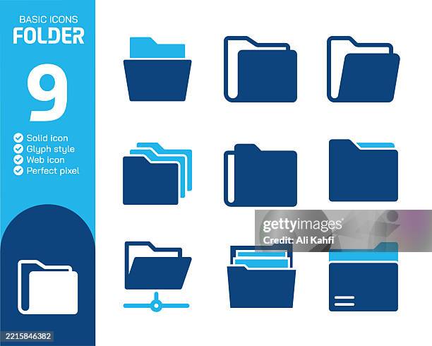 folder glyph solid icons collection. vector illustration. basic icon for website design, logo, app, template, ui, infographic etc - case closed stock illustrations